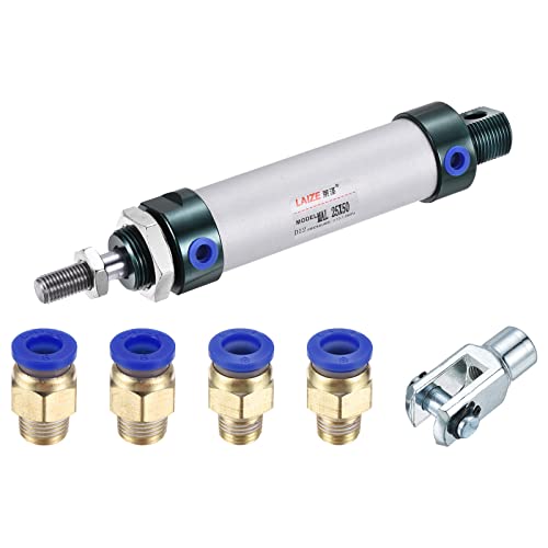 MECCANIXITY Pneumatic Air Cylinder Double Action MAL25X50 25mm Bore 50mm Stroke with Y Connector and 4Pcs Quick Fitting Set - size: 25X50 mm