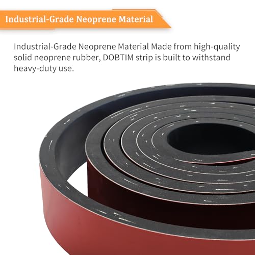 Adhesive Solid Neoprene Reinforced Rubber Strips with Cloth Insert, 1/2 Inch Thick x 1 Inch Wide x 10 Feet Long, Tensile-Resistant - size: 1" X 10', style: .500" thick(Adhesive）