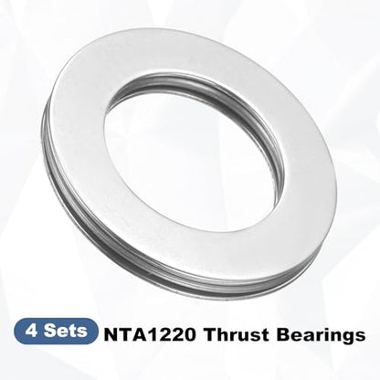 uxcell 4 Sets NTA1220 Thrust Needle Roller Bearings with Washers, ID 3/4" - size: NTA1220+2TWA, 3/4"x1-1/4"x4"