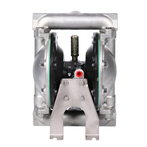 Air Operated Double Diaphragm Pump 1 inch Inlet/Outlet Pneumatic Waste Oil Transfer Pump for Chemical DN25 35GPM Dual Diaphram Teflon by Aluminum alloy 115 PSI (QBY4-25 SS+PTFE 35GPM)