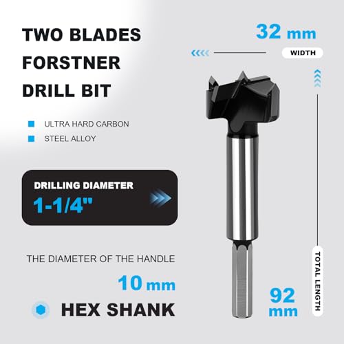 1-1/4 Inch Forstner Drill Bit Carbide Tipped Woodworking Hinge Cutter - size: 1-1/4"