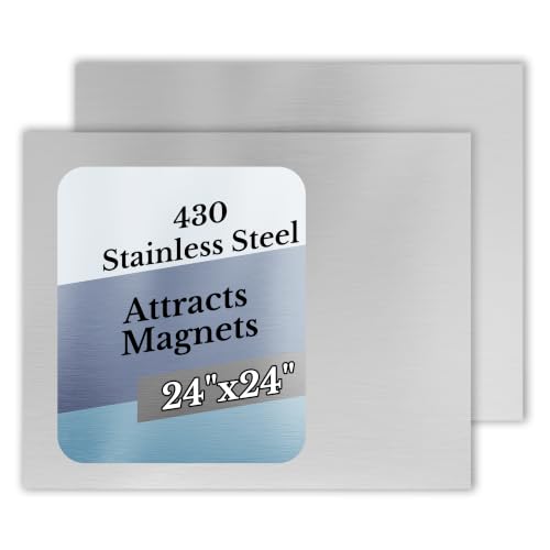 2 Pack 430 Magnetic Stainless Steel Sheets,18 Gauge 24"x24" Brushed Metal - size: 24″× 24″
