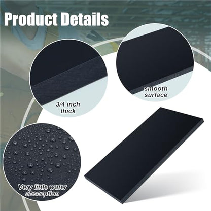 2 Pcs 3/4" Thick HDPE Plastic Sheets Thick Hard HDPE Polyethylene Sheet