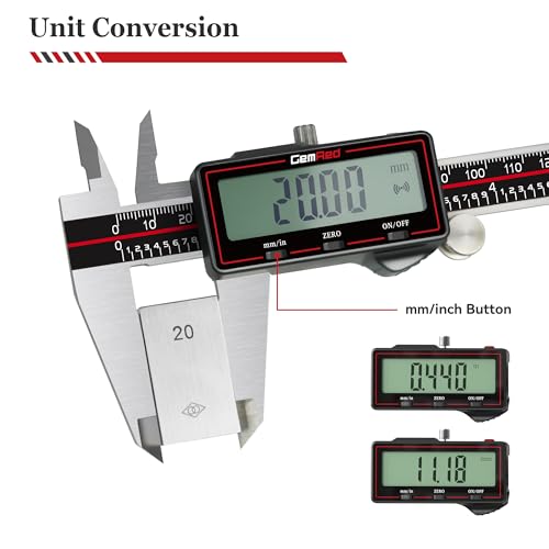 GemRed Wireless Digital Caliper 8 Inch with Data Output, Auto Off