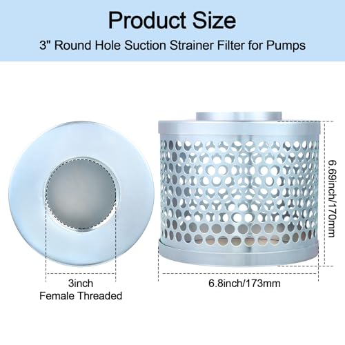 Carbon Steel Round Hole Suction Strainer Filter for Water Pumps - 3 inch - size: 3 inch