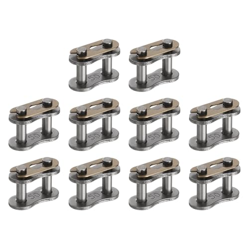 uxcell 10 Pcs #50 Chain Master Connect Links 20.7mm Pitch, Carbon Steel Roller Chain Connector Links, Master Link Replacement for Bike Bicycle Go Kart - size: #50