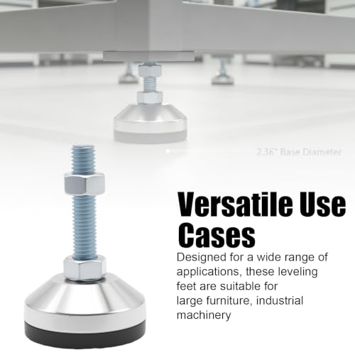 Adjustable Feet Levelers Leg Leveler 2.36" Dia Base, Adjustable Foot M12 Thread, Bracket 5280LB, Suitable for Cabinet, Table, Workbench, Machine (12)