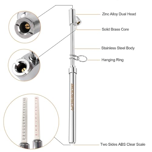 GODESON Dual Head Tire Pressure Gauge,Heavy Duty Tire Pressure Gauge Range 10-150PSI; 1-10Bar,Dual Head Truck Air Pressure Gauge (Pack of 4) - size: 4 Pack