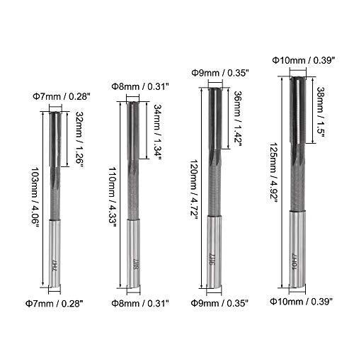 uxcell Chucking Reamer Set Lathe Machine Reamer Straight Flute Milling Cutter High Speed Steel H7 Tolerance (2mm 3mm 4mm 5mm 6mm 7mm 8mm 9mm 10mm) 9pcs - style: H7