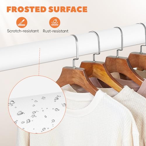 Metal Closet Rod 1.3" Heavy Duty Adjustable Hanging Rod 17-75 Inch - color: Matte White, size: 17-75 IN