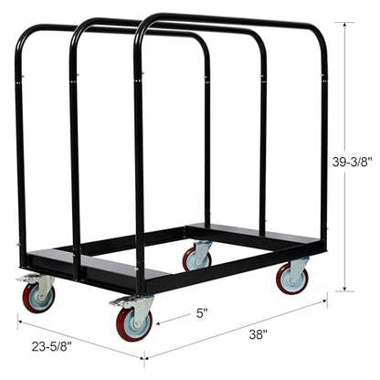 38 Inch Drywall Sheet Cart 1500 Lbs Panel Dolly Board Carrier Material Handling Trolley Vertical Panel Transport Cart With Casters And Three Side Handrails Black