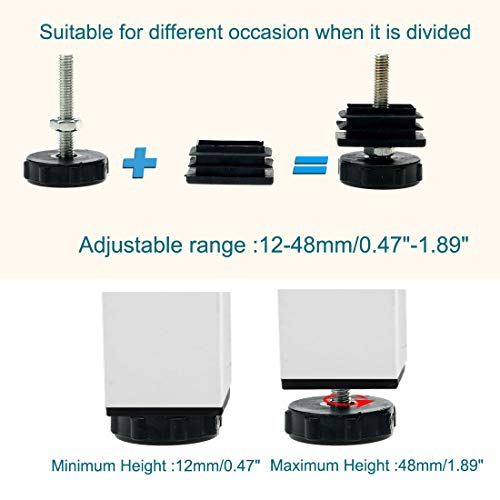 uxcell Leveling Feet 20 x 40mm Rectangle Insert Adjustable Leveler for Desk 2 Sets