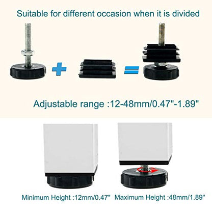 uxcell Leveling Feet 20 x 40mm Rectangle Insert Adjustable Leveler for Desk 2 Sets