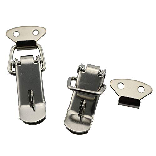 2pcs 58mm Spring Loaded Latch Catch Toggle Clamp Stainless Steel Duckbill Tensionlock Hasp for Cabinet Boxes Suitcase Safety Security Hardware Accessories