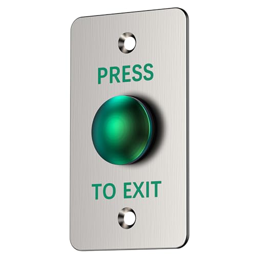 Push to Exit Button for Door Access Control Big Press Button Waterproof Stainless Steel Shell NO/COM Output - color: 3.4''x2.0''