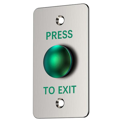 Push to Exit Button for Door Access Control Big Press Button Waterproof Stainless Steel Shell NO/COM Output - color: 3.4''x2.0''