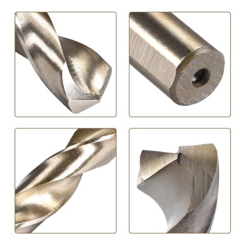 NACX 21mm Reduced Shank Cobalt Drill Bit, HSS 6542 High-Speed Steel Twist Drill Bits with 1/2” Shank for Metal Plastic Wood - size: 21mm