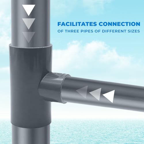 PVC Schedule 80 Reducing Tee 1-1/4" x 1-1/4" x 1" (Two 1-1/4" Run x 1" Branch) Socket x Socket x Socket (Slip) Pressure Pipe Fitting, Gray - size: 1.25" x 1"