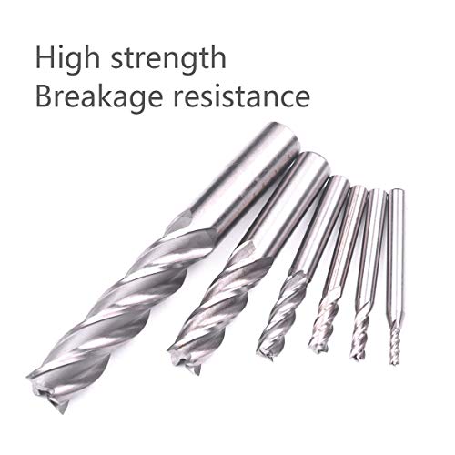 HSS-AL Carbide End Mill Set, 4 Flute Milling Cutter Bits, High Strength Breakage Resistance, 1/2x1/2 Inch, 5 Pack