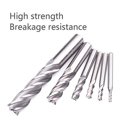 HSS-AL Carbide End Mill Set, 4 Flute Milling Cutter Bits, High Strength Breakage Resistance, 1/2x1/2 Inch, 5 Pack