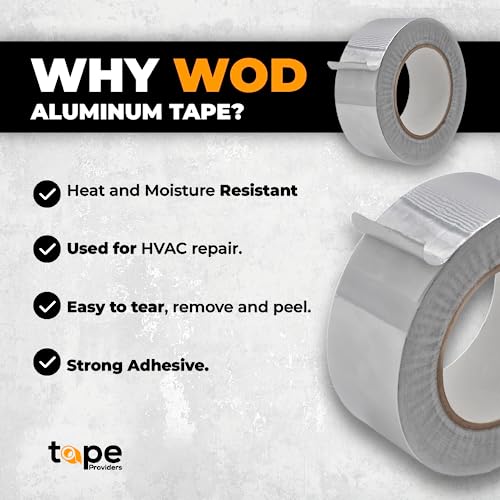 WOD Aluminum Foil Tape - 1.5 inch x 50 yd. Heat Shield Reflective Sealant Tape - Ideal for HVAC, Duct, Pipe, and Metal Insulation and Repair Home or Business Uses AFTR36 - size: 1.5 inch (36mm)