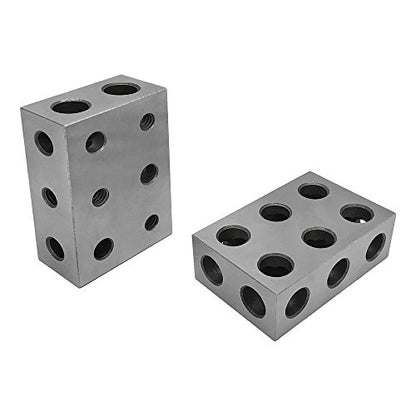 2 PC 1-2-3 Universal Blocks 11 Holes Milling Drilling Precision Metal Block