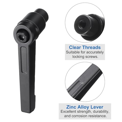 uxcell 4pcs Clamping Lever Adjustable Handles M4 Metric Female Thread Level Handle Hand Knobs Quick Release Black for Lathe Machinery - size: M4