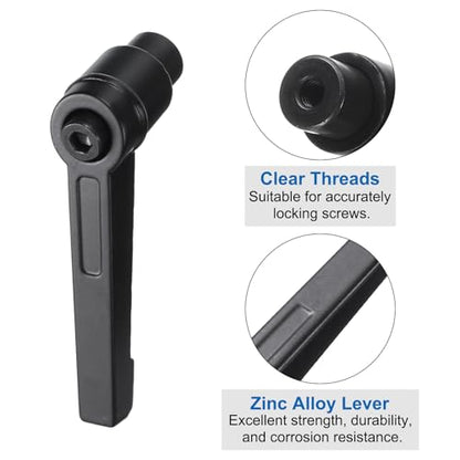 uxcell 4pcs Clamping Lever Adjustable Handles M4 Metric Female Thread Level Handle Hand Knobs Quick Release Black for Lathe Machinery - size: M4