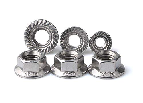Stainless Steel Serrated Hex Flange Nuts Locknuts 50 Pcs (M8) - size: M8