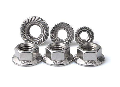 Stainless Steel Serrated Hex Flange Nuts Locknuts 50 Pcs (M8) - size: M8