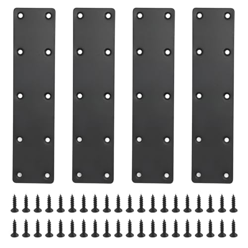 4Pcs Flat Straight Brace Brackets Plate, 8"x2"(L x W) Mounting Plate Bracket Stainless Steel Repair Mending Bracket Plate, Support Fixed Connection Plate for Furniture Wood Shelves 48x200x2mm - size: 8"x2"(L x W)