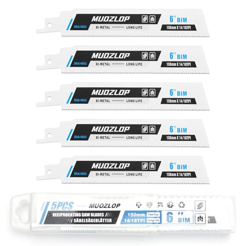 5Pack 6inch 14/18TPI Metal Reciprocating Saw Blades Set - size: 14/18TPI/6 inch