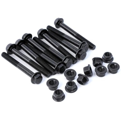 Minho M8-1.25 x 70mm Flange Head Bolts in Carbon Steel Material,Flange Hexagon Screws Come with Flange Nuts,Black Oxide Finish Plated,Partial Thread, 10 Sets - size: M8-1.25*70