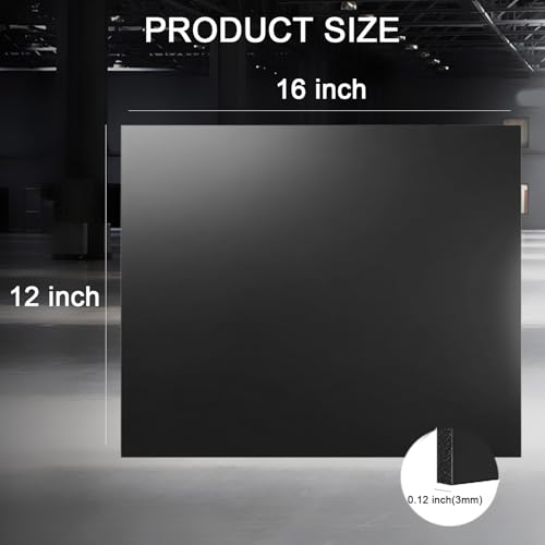 ABS Plastic Sheet 1/8 Inch Thick - 3PACK 12" x 16" Black Rigid ABS Board Impact Resistant Heat Moldable ABS Plastic Panel for Industrial DIY Projects, Home Decor, Handicrafts - (Frosted & Smooth) - size: 12x16x1/8 inch