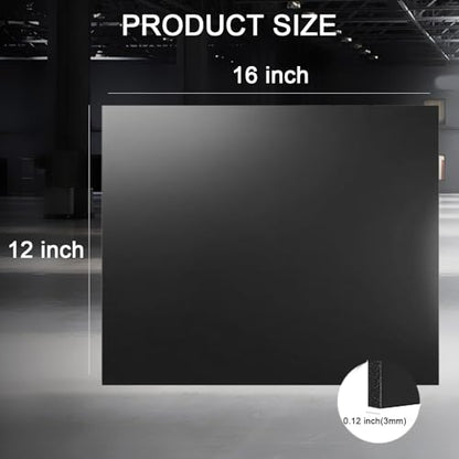 ABS Plastic Sheet 1/8 Inch Thick - 3PACK 12" x 16" Black Rigid ABS Board Impact Resistant Heat Moldable ABS Plastic Panel for Industrial DIY Projects, Home Decor, Handicrafts - (Frosted & Smooth) - size: 12x16x1/8 inch