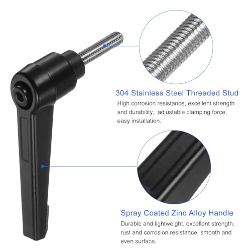 uxcell 4pcs Clamping Lever Handles, M5 x 20mm 304 Stainless Steel Threaded Male Stud, Adjustable Handles Locking Quick Release Ratchet Push Button Bolt Knobs, Black - size: M5 x 20mm