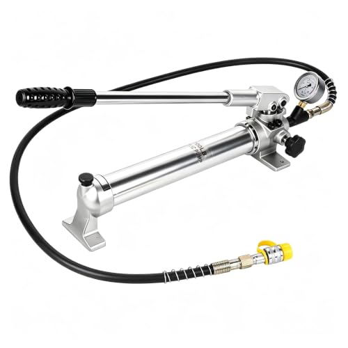 CP-700 Hydraulic Pumps Hand Operated Pump 10000Psi - 900CC Aluminum Alloy Single Acting and 1.8M Hose with Pressure Gauge