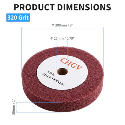 200mm x 25mm Non-Woven Nylon Polishing Burnishing Wheel, 320 Grit Wire Drawing Abrasive Flap Wheels 8" x 1" Polishing Flap Wheel for Stainless Steel Aluminum Copper Wood Metal(Red) - style: Red 8" x 1"