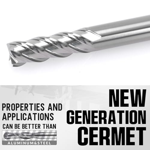 1/4" Ceramic Square End Mill 4 Flute Milling Bits Set for Steel 5pcs - size: 1/4 inch