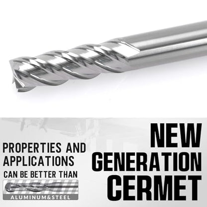1/4" Ceramic Square End Mill 4 Flute Milling Bits Set for Steel 5pcs - size: 1/4 inch