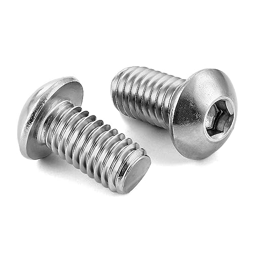 M8-1.25 x 16mm Button Head Socket Cap Screws, Stainless Steel 18-8, Bright Finish, Fully Threaded, Allen Socket Drive, 50 PCS - size: M8 x 16mm