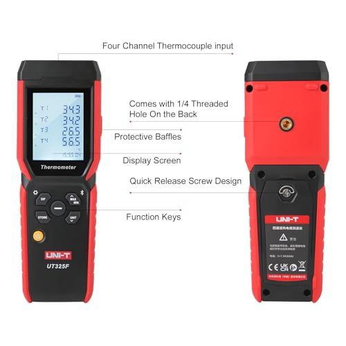 UNI-T UT325F 4-Channel Thermometer,K-Type,Bluetooth,USB-C Data Logger