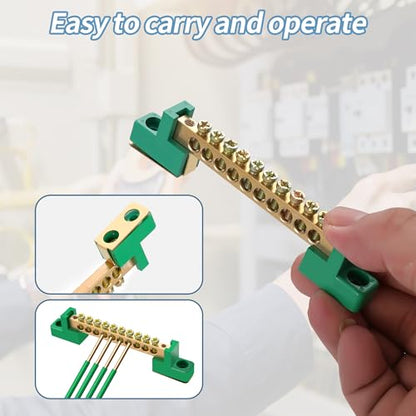 Neutral Bar, 4 Pack 6-Position Brass Terminal Block - size: 6 Position, style: grounding bus bar