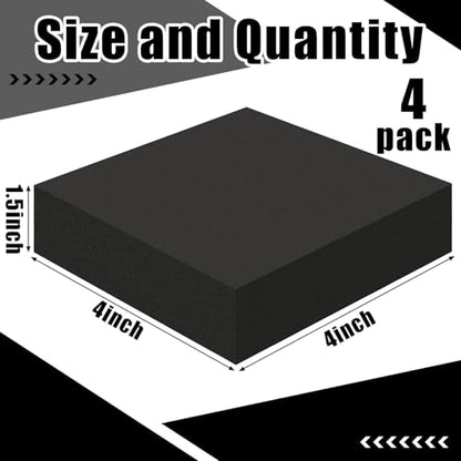4 Pcs 1-1/2" Thick Foam Padding Sheet with Adhesive Backing Block - color: Black, size: 1.5 Inch Thick, 4 x 4 Inches