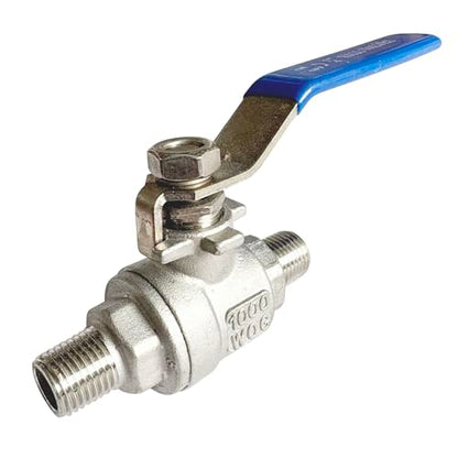 1/4 inch Male to Male Thread Ball Valve 304 Stainless Steel Full Port NPT Thread Ball Valves WOG1000 - size: 1/4 inch
