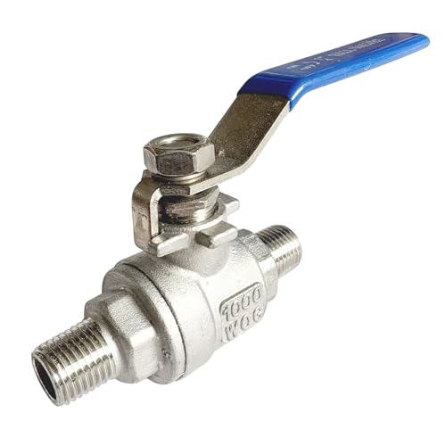 1/4 inch Male to Male Thread Ball Valve 304 Stainless Steel Full Port NPT Thread Ball Valves WOG1000 - size: 1/4 inch