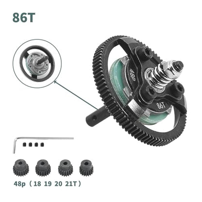 48P 86T Hardened Steel Spur Gear with 18T 19T 20T 21T Pinion, 3.175mm Bore - size: 86T-18T 19T 20T 21T