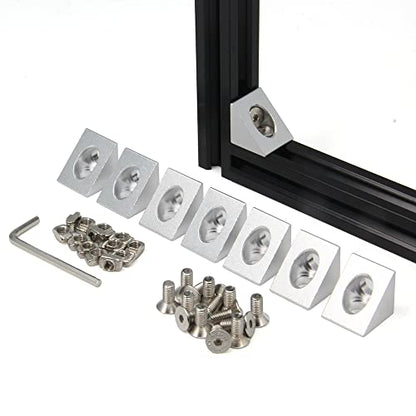 8PCS Silver Angle Sharp Corner Bracket Connector for 6mm Slot Aluminum Extrusion Profile 2020 Series (Angle Corner-Silver-8PCS) - style: Angle Corner-Silver-8PCS