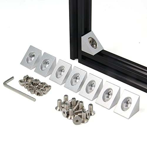 8PCS Silver Angle Sharp Corner Bracket Connector for 6mm Slot Aluminum Extrusion Profile 2020 Series (Angle Corner-Silver-8PCS) - style: Angle Corner-Silver-8PCS