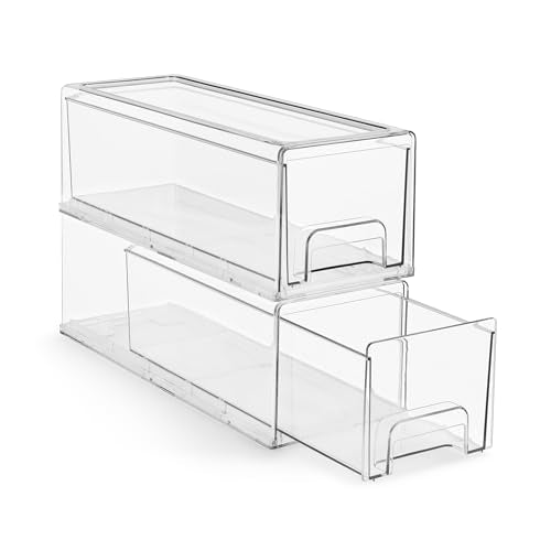 Sorbus Clear Stackable Storage Drawers with Handles (Small Wide, 2 Pack) - color: 2 Pack, size: Small Wide